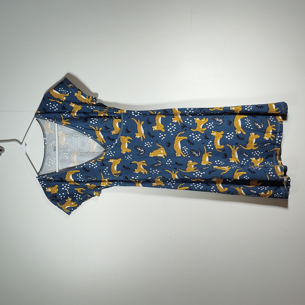 Winter Water Factory organic cotton faux wrap dress in wildcats novelty print XS